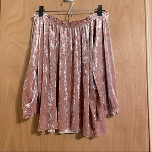 GAP Crushed Velvet Blush Off the Shoulder Top